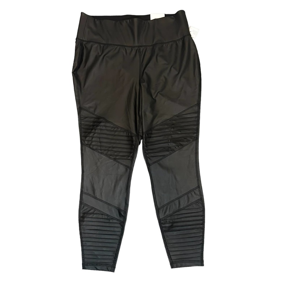 Lane Bryant Livi Active Black Moto Faux Leather Leggings